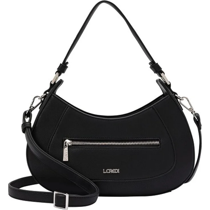 L.Credi Odelia Schultertasche, 25 cm, schwarz, aus 100% Polyurethan
