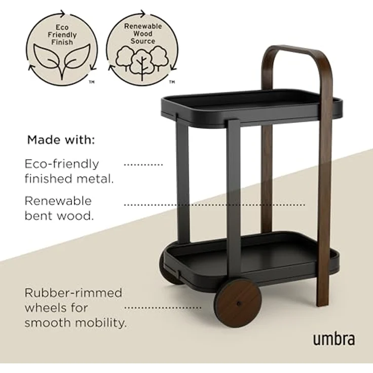 Umbra BELLWOOD Barwagen/Servierwagen, schwarz/walnuss  – Bild 6