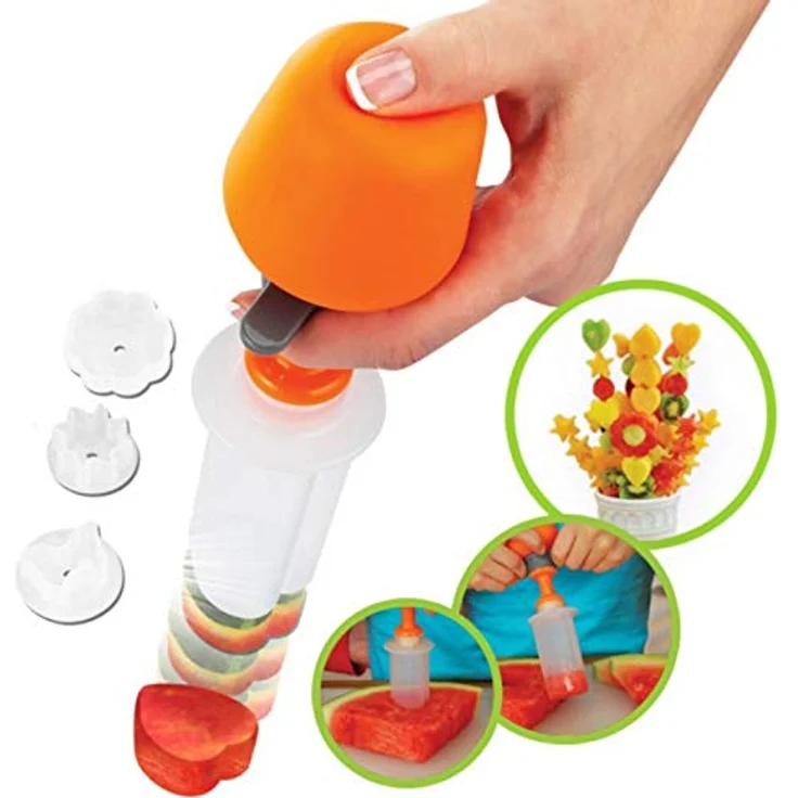 Obst Gemüse Ausstecher | Formschneider inkl. 6X Holzspieße | Lebensmittelform Dekoration Set | Melonenausstecher | Portionierer | Party Leckereien, Snacks, Kuchen dekorieren Herz Blume Schmetterling – Bild 4