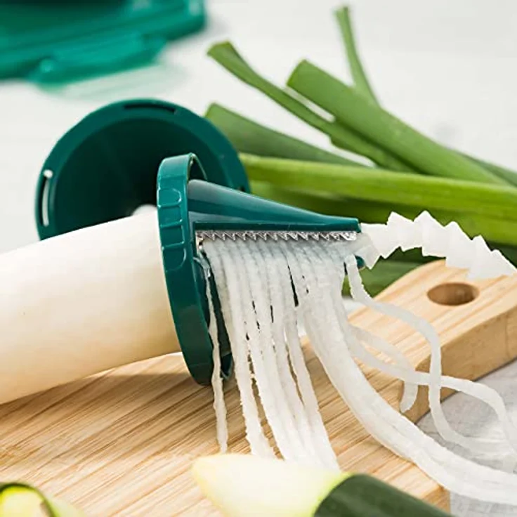 Genius A34035 Nicer Dicer Fusion smart Gemüseschneider-Set 12tlg-Zerkleinerer mit Auffangbehälter, XXL-Messereinsatz & Julietti-Spiraleinsatz | Würfel, Stifte, Viertel, Achtel, Julietti, PP – Bild 3