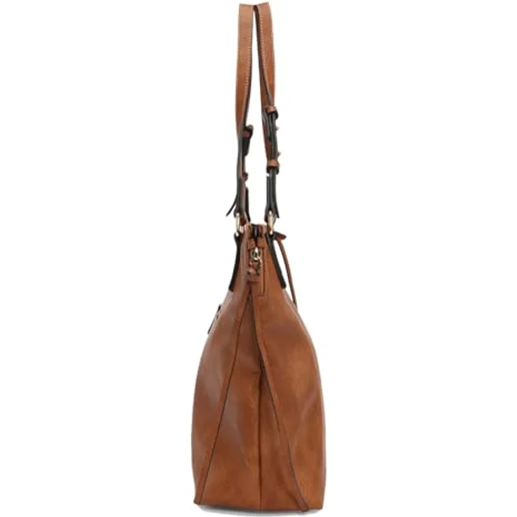 L.Credi Jana Schultertasche, 40 cm, Textil, mit Reißverschluss-Innentaschen, schwarz – Bild 3