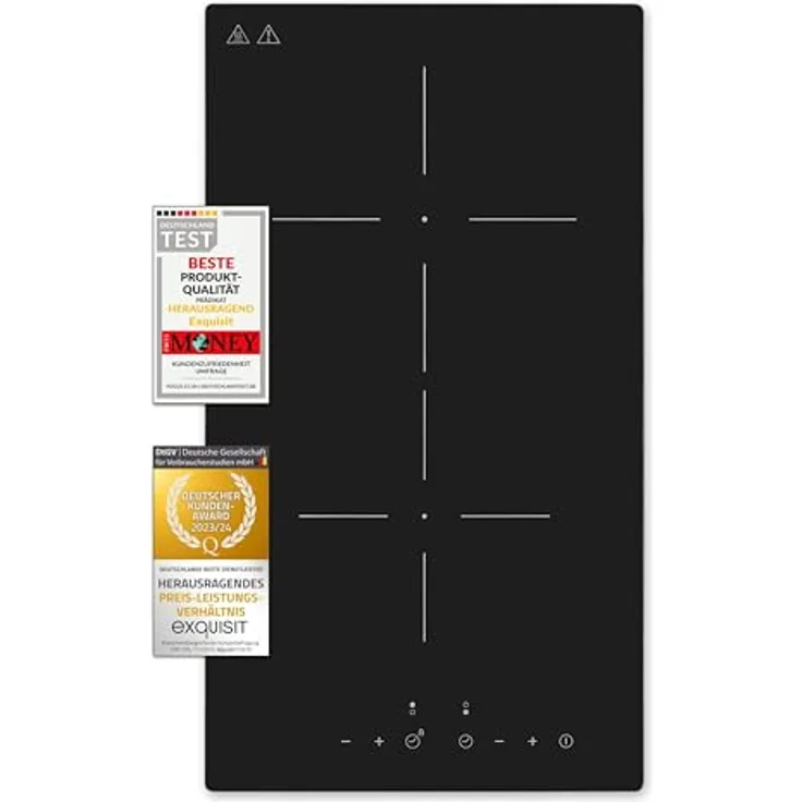 Exquisit Kochfeld EKC 300-380 | Glaskeramik | Touch Control | 2 Kochstellen | Rahmenlos | 3000 W