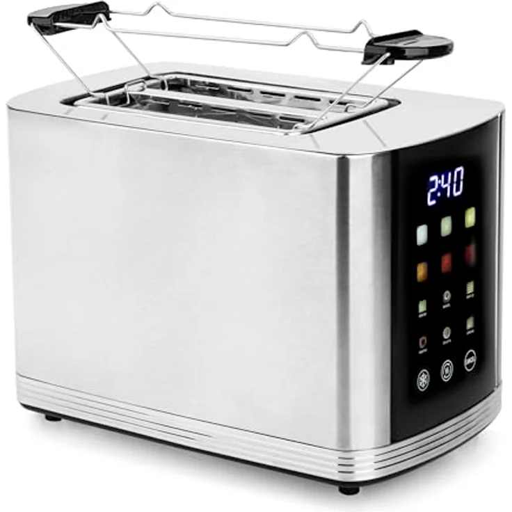 Emerio TO-132888 Toaster mit Digitaldisplay, 2 Schlitzen, Auftaufunktion, 7 Bräunungsstufen, Edelstahl, Silber – Bild 3