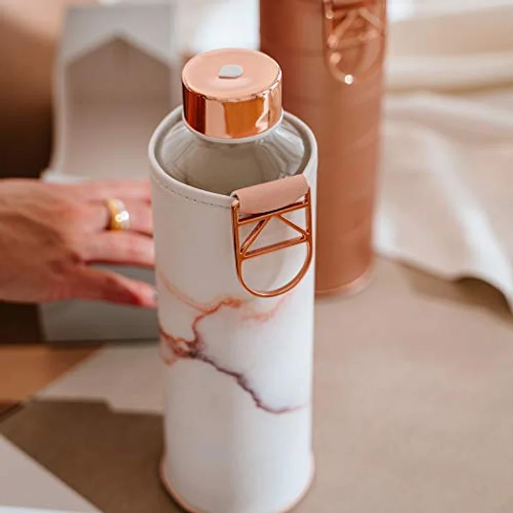 Equa Mismatch Lava Glasflasche mit Kunstlederhülle – Bild 5