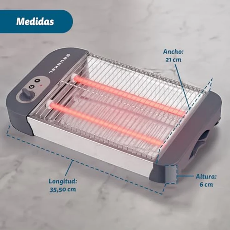 Grunkel Flacher Toaster für alle Arten von Brot und Gebäck mit 600 W Leistung. 6-stufiger Toast-Timer und Krümelschublade Modell TSP-G2 – Bild 3