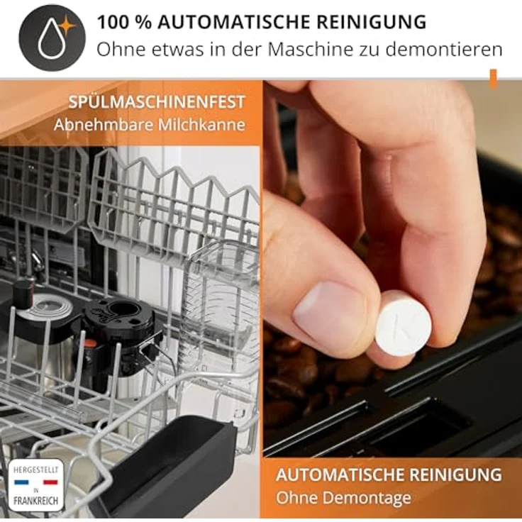 KRUPS EA912E10, Kaffeevollautomat mit integriertem Mahlwerk für perfekten Milchschaum und zwei Tassen Zubereitung, schwarz/silber – Bild 10