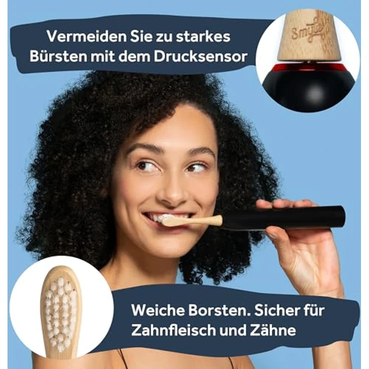 Smyle Schallzahnbürste mit Sensor – 3 Monate Akkulaufzeit, 5 Putzmodi, wasserdicht und intelligente Timer-Funktion (Schwarz) – Elektrische Zahnbürste mit lebenslanger Garantie – Bild 5