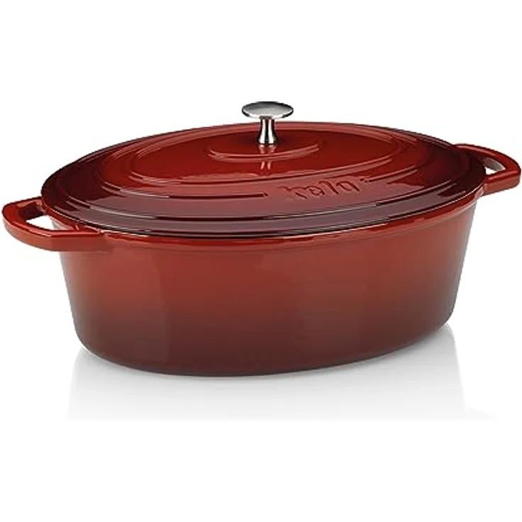 Kela 11942 Bräter mit Deckel, Gusseisen, le-Beschichtung, Hohe Wärmespeicherung, Induktionsgeeignet, 6 L, Rot, Oval, Calido – Bild 2