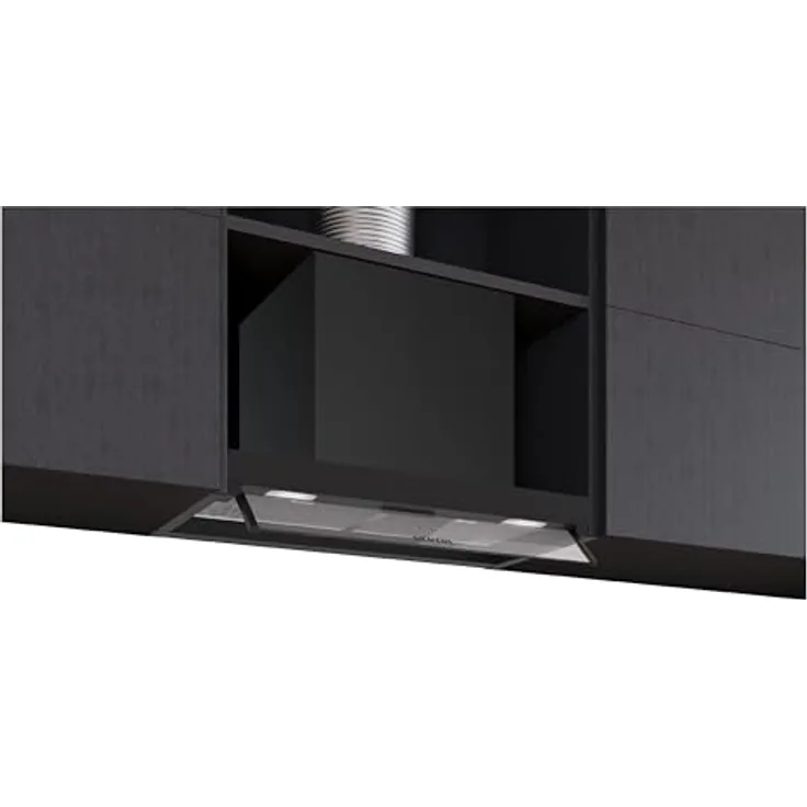 Siemens LJ65BCC60 iQ300, Integrierte Designhaube, 60 cm, Leiser Motor, Doppelfiltersystem, Klarglas, Schwarz Matt