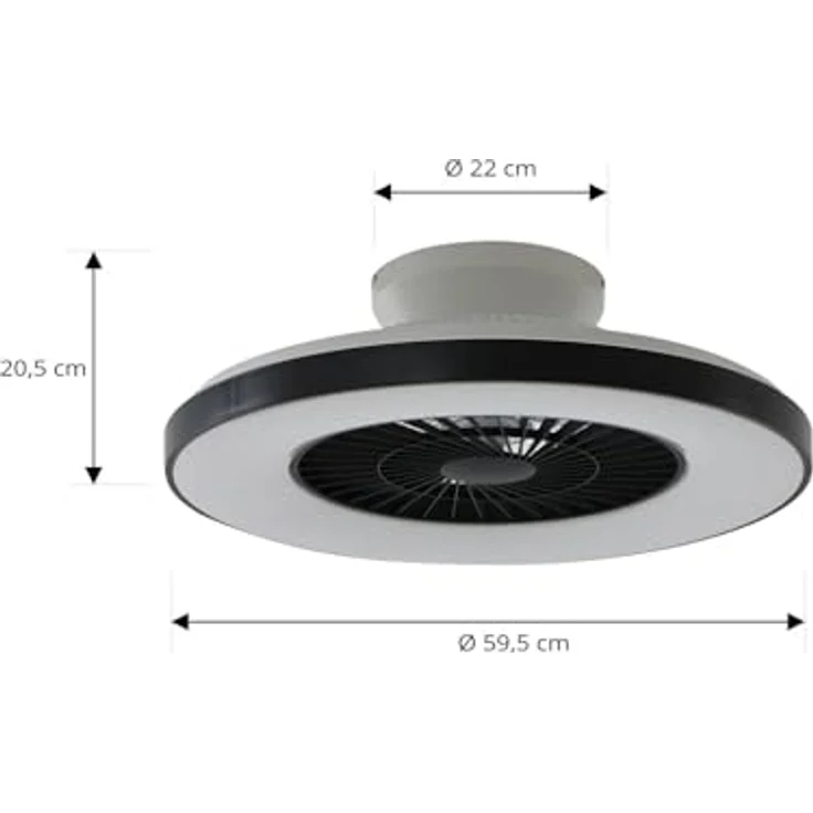 Lindby Paavo, Deckenventilator mit dimmbarem LED-Licht, Fernbedienung und Tuya App, schwarz-weiß, Ø60 cm, 39W, 3900lm – Bild 5