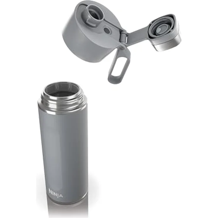 Ninja Thirsti Wasserflasche/Thermobecher to go, 700ml, Dreifach isolierter Travel Mug, Auslaufsicher, für kohlensäurehaltige, heiße & kalte Getränke, Grau – Bild 2