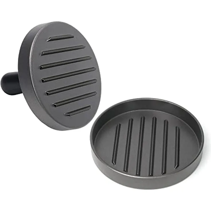 Wenco premium Burgerpresse, 12 x 1,8 cm, Aluminium/Kunststoff, Hamburgerpresse mit Antihaft-Material, Anthrazit, 555623
