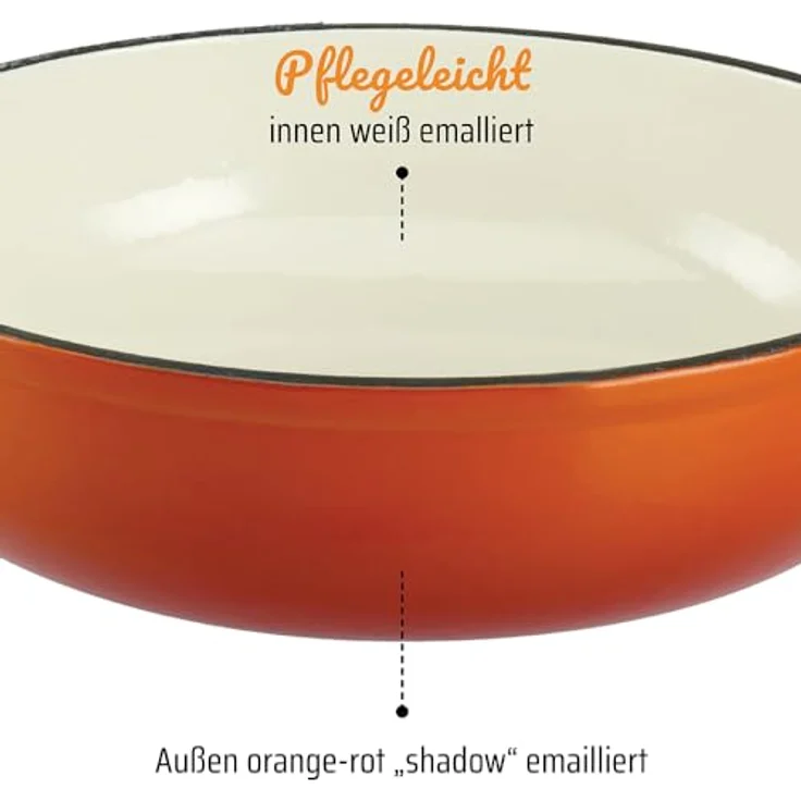 GSW 716307 Orange Shadow Schmortopf mit Deckel, Gusseisen, orange/creme - ⌀30 cm, Vielseitiger Schmortopf aus Gusseisen für gleichmäßiges Kochen und vollen Geschmack – Bild 4