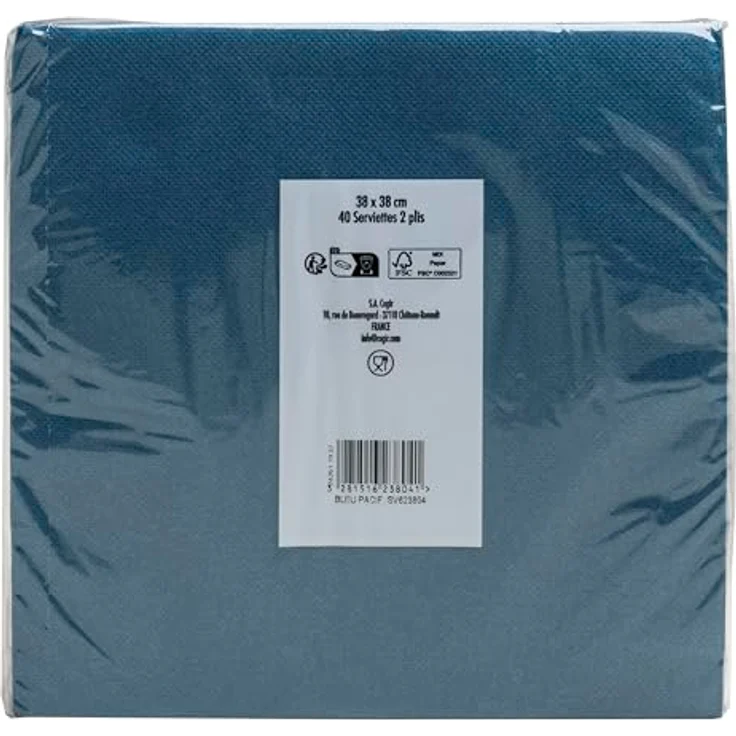 PROnappe Servietten pazifikblau, 2-lagig, 38,0 x 38,0 cm, 40 Stück, FSC-zertifiziert – Bild 5
