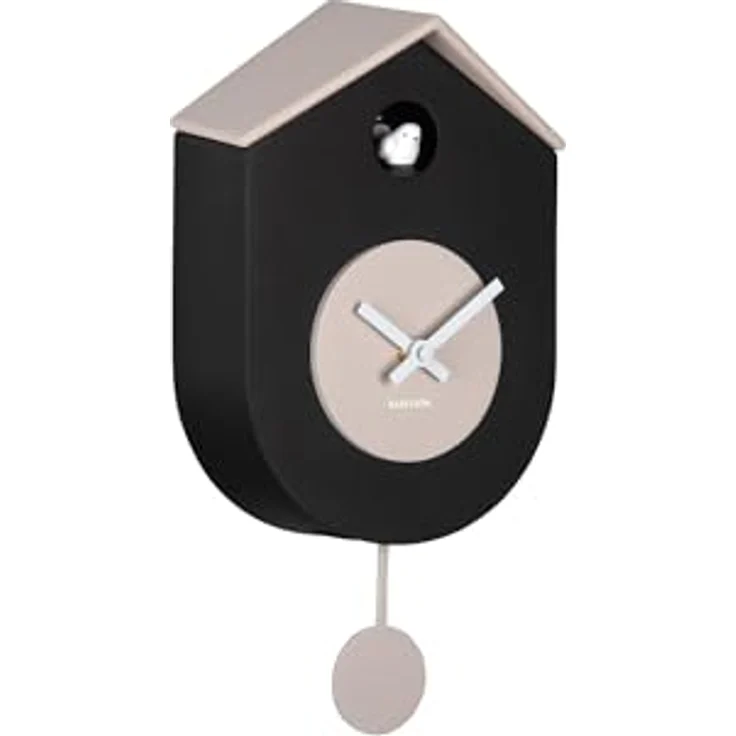 Karlsson Wanduhr Grato Cuckoo, moderne Kuckucksuhr in warmem Grau, rechteckig, 9.2x17.5x33.2cm, aus Thermoplast – Bild 1
