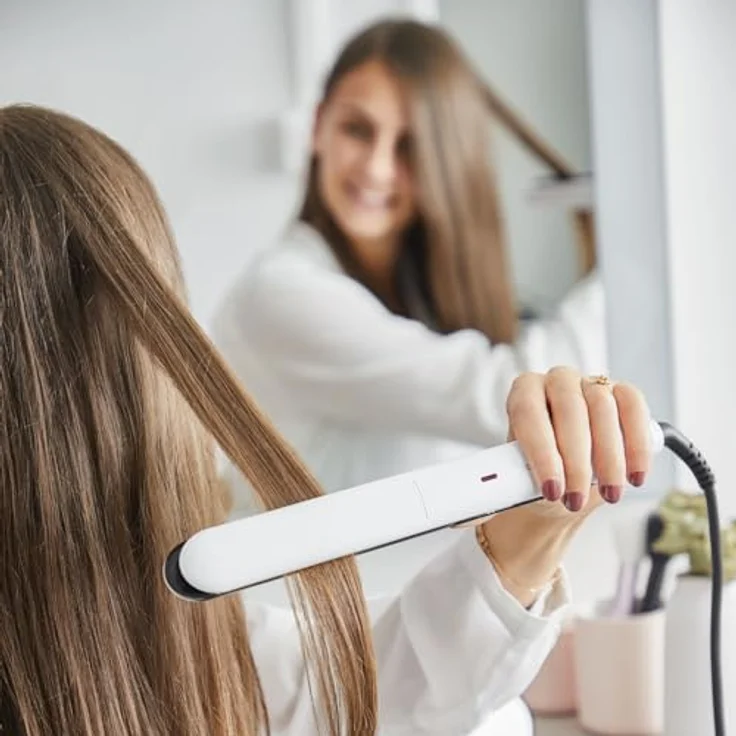 Glätteisen Rowenta SF3210F0 Optiliss, 10 Temperaturstufen, Keramikbeschichtung, Schwimmende Platten, Weiß-Schwarz – Bild 5