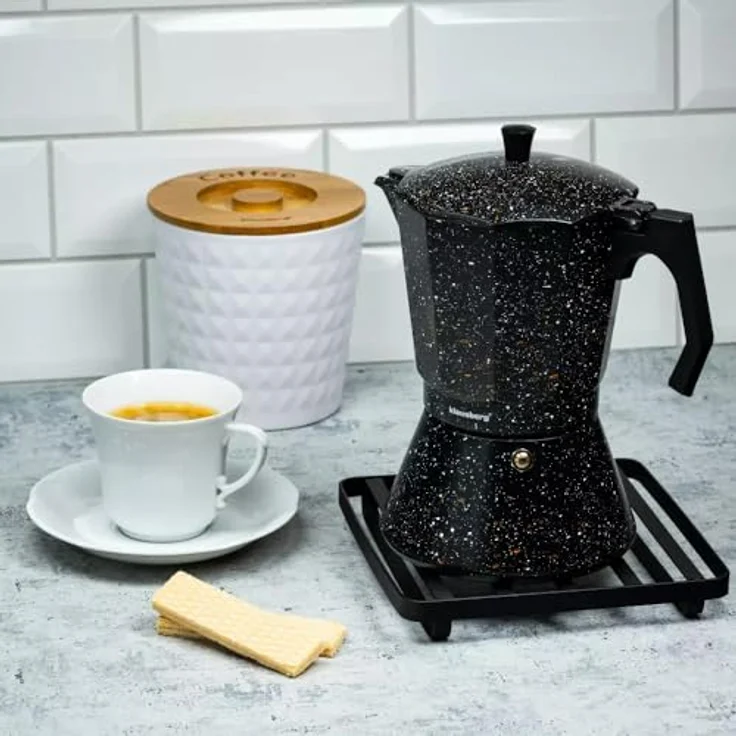 Klausberg Moka Express KB-7161, 12 Tassen Espressokocher aus Aluminium mit Marmorbeschichtung für Induktionsherd – Bild 2