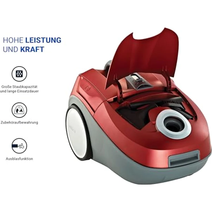 Nilfisk Bravo SR10P07A Staubsauger mit Energiezylinder – für alle Fußböden – XL-Staubsaugerbeutel & EPA-Filter, 700 W (dunkelrot) – Bild 2