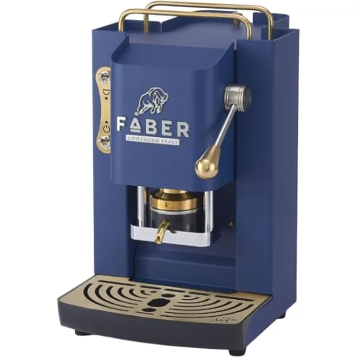 Faber Coffee Machines Faber Pro Deluxe 3.0 Kaffeepadmaschine, Messing mit ESE-Pad Kompatibilität und hygienischem Glassertank