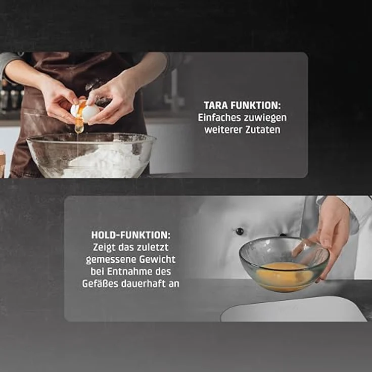Caso Küchenwaage 3291 KitchenDuo, (2-tlg), Präzise 2 in 1 Küchenwaage mit LED Display, Sensor-Touch Bedienung – Bild 5