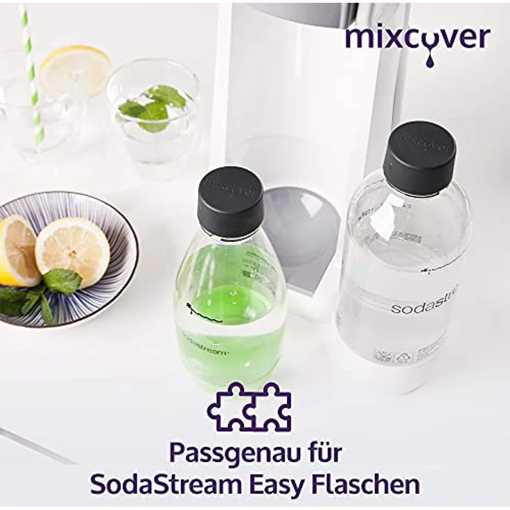 mixcover Ersatzdeckel für SodaStream Plastikflaschen, 3er Set, lebensmittelecht und spülmaschinengeeignet – Bild 3