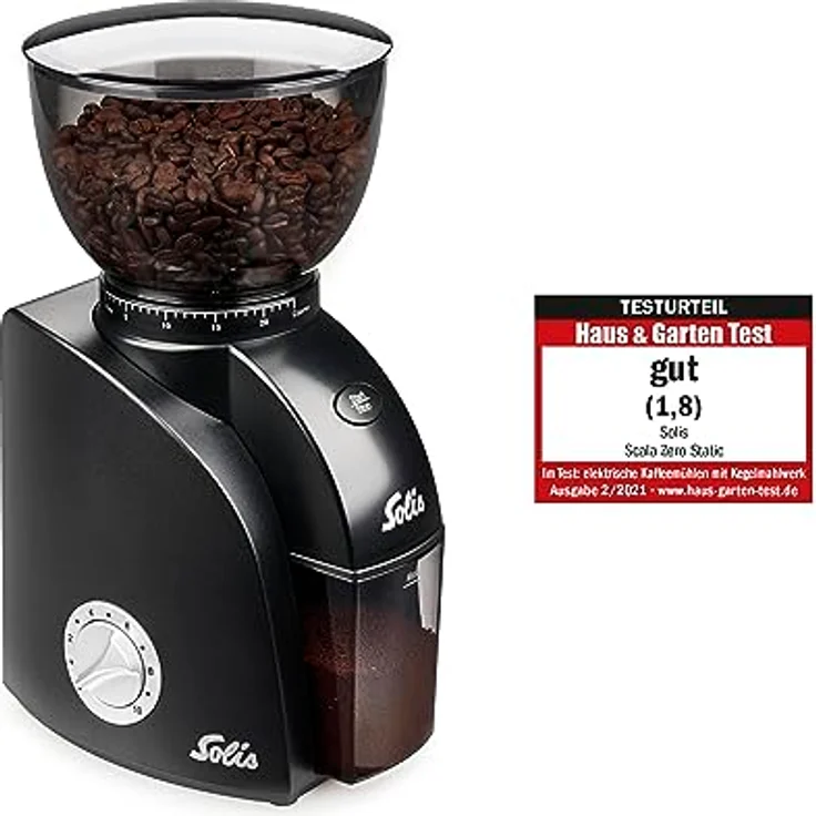Solis Kaffeemühle Scala Zero Static Typ 1662 Schwarz, Kaffeemühle, Schwarz, Silber – Bild 8