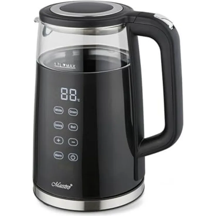 Feel Maestro Wasserkocher MR-049 Schwarz Transparent Glas Borosilikatglas 2200 W 1,7 l