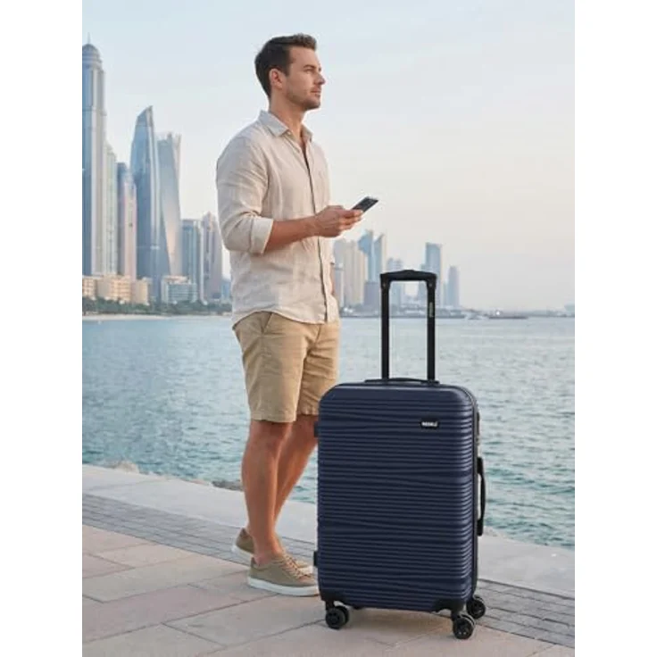 Redolz Essentials 16 MEDIUM 4 Rollen Trolley 67 cm, Blau (67 l, M) - Hartschale aus ABS, Kreuzpackgurt, leise Rollen, TSA-Schloss – Bild 7