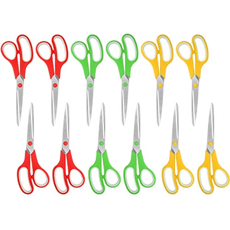 Belle Vous 12er Pack Haushaltsschere Set - 21cm Gesamtlänge - Scharfe Haushaltsschere Edelstahl - Weiche Komfortgriffe - Bastelschere Schule, Büro und Zuhause - Mehrzweck-Bastelschere Bunt – Bild 3