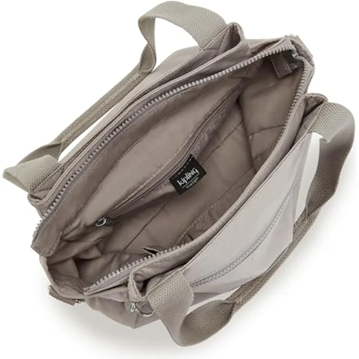 Kipling Elysia Schultertasche, Damen-Handtasche mit Reißverschlussfach und abnehmbarem Umhängeriemen, 29.5 cm, Grau – Bild 3