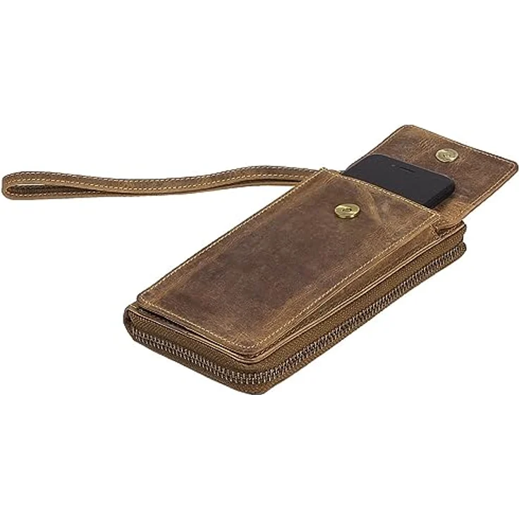 Greenburry Vintage 1569, Umhängetasche aus Leder mit RFID-Schutz, Braun – Bild 9