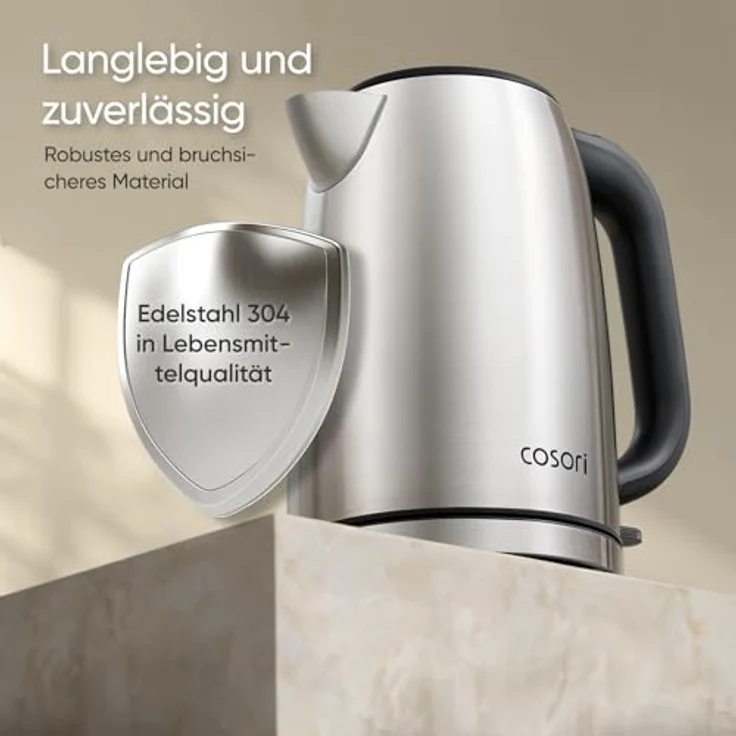 Cosori Wasserkocher Edelstahl 1,7 L, 2200W, mit Strix-Thermostat und LED Beleuchtung – Bild 8