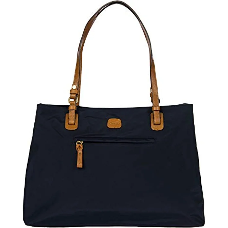 Bric's Shopper X-Bag Shopping, stilvolle Schultertasche aus satiniertem Nylon mit Lederakzenten, 40 cm, blau – Bild 1