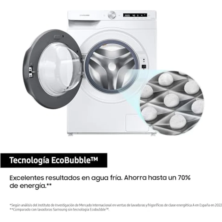 Samsung Waschmaschine AI Control mit Öko-Waschanlage WW12T504DTW/S3, freistehend, 12 kg, 1400 U/min, Klasse A, WiFi, Dampf, Frontlader, 60 x 85 x 65 cm, weiß – Bild 3