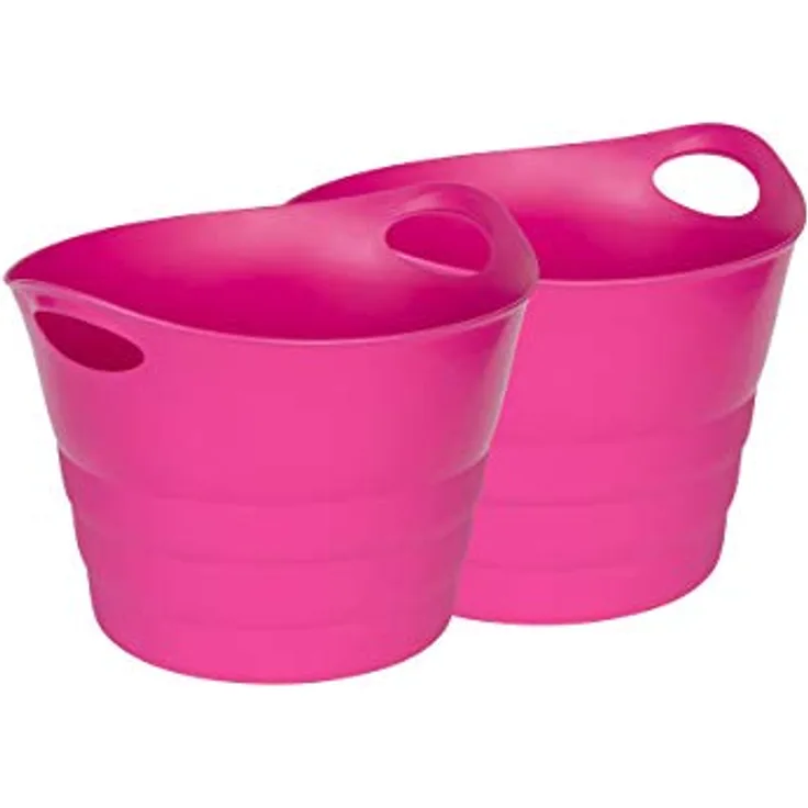 Kreher Set: 2 x Mehrzweckkorb 42 Liter, flexibel und strapazierfähig, pink