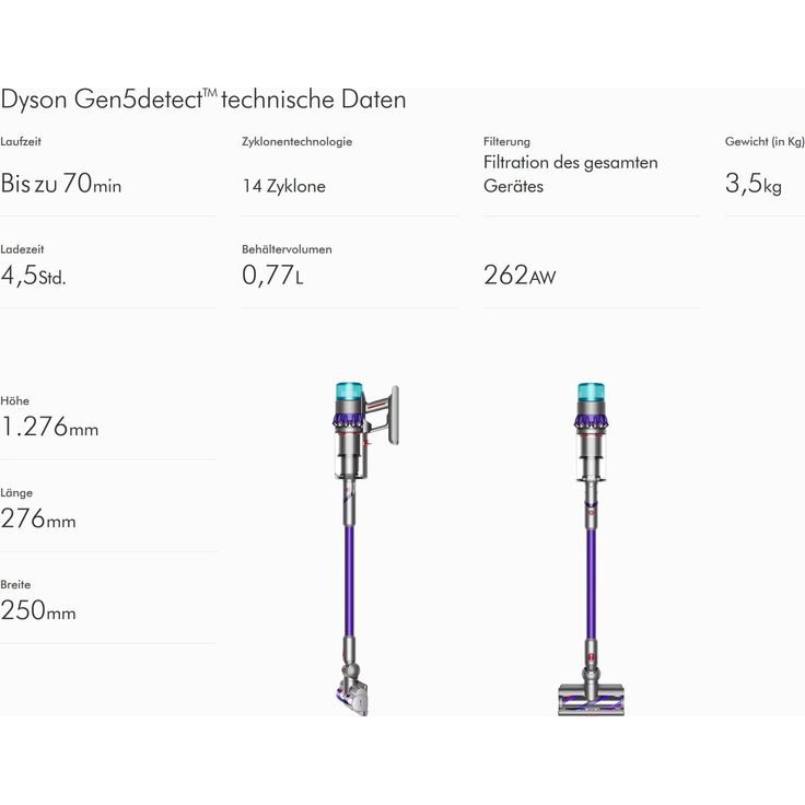 DYSON Akku-Stielstaubsauger Gen5Detect Absolute Staubsauger Kabellos Akkusauger Handstaubsauger, Beutellos, Akkusauger Kabelloser Akkuhandstaubsauger Handstaubsauger Beutellos Grey/Purple – Bild 2