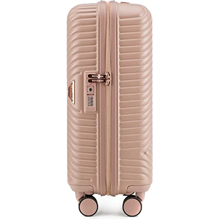 WITTCHEN Reisekoffer Trolley Kleiner Koffer Handgepäck Polycarbonate Hartschalen Trolley 4 Rollen Kombinationsschloss TSA Größe S Rosa – Bild 3