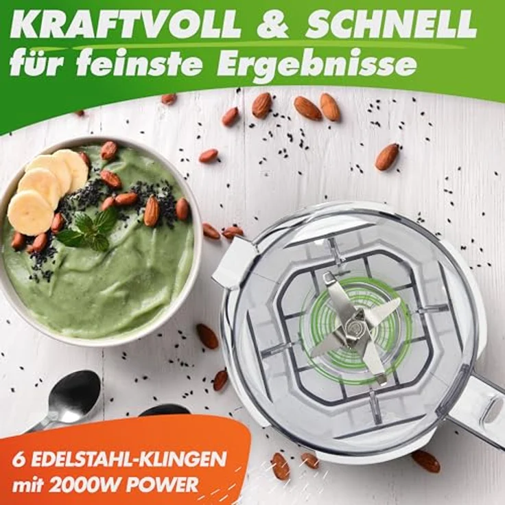 Nutrilovers NUTRI-BLENDER MAX+ Hochleistungsmixer 2000W mit 2L BPA-freiem Tritanbehälter, 9 Geschwindigkeitsstufen, Digital-Timer und Rezeptbuch für Smoothies – Bild 4