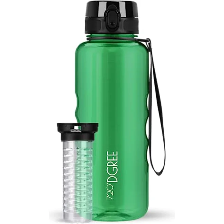 Trinkflasche Wasserflasche Fruchteinsatz 1,5L - BPA Frei uberBottle 720 DGREE forest green transp – Bild 1