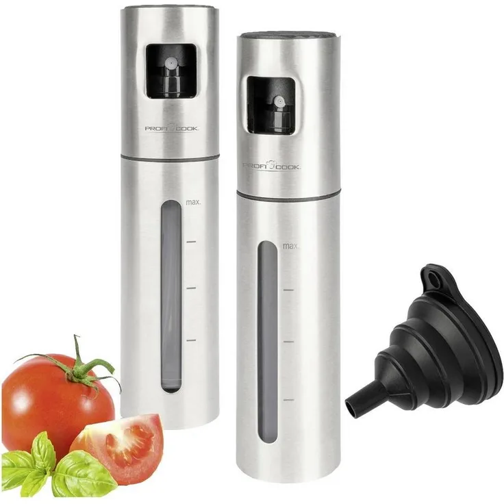 ProfiCook Salz-/Pfeffermühle PC-EOS 1270 inox 2er Set Essig- & Ölsprüher, hochwertiges Set für präzise Dosierung und intensiven Geschmack