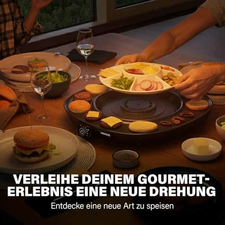 Princess Chef Pirouette Elektro-Plancha mit Drehtablett, 45 x 45 cm Kochfläche, Thermostat bis 220 °C, Antihaft-Beschichtung, leicht zu reinigen, 6 Spatel, abnehmbares Kabel – Bild 4