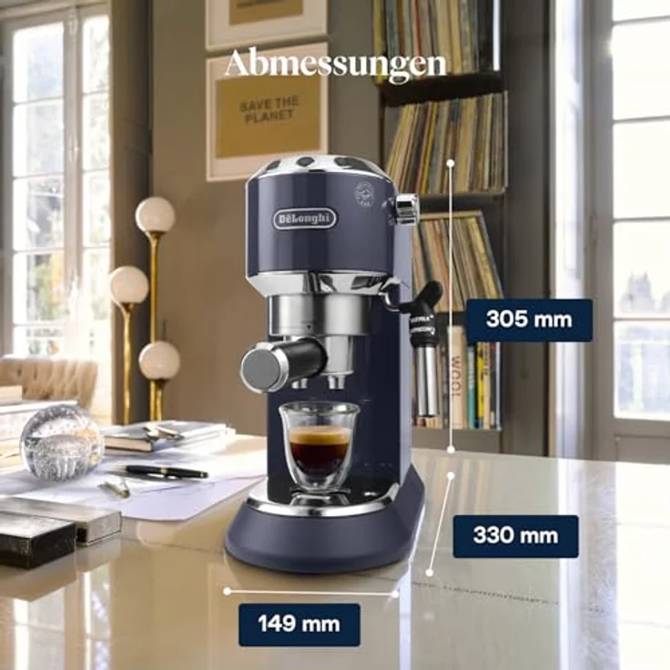 De'Longhi Dedica Style EC685.BL, Espressomaschine mit manuellem Milchaufschäumer, elektrisches Blau – Bild 9