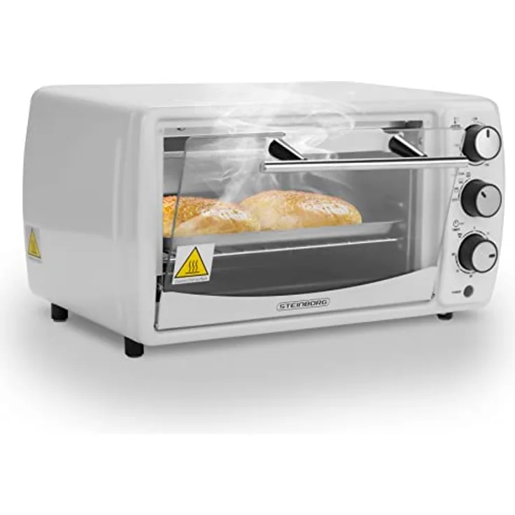 Mini Backofen 13 Liter 1200 Watt Pizzaofen 65°-230°C Timer aufklappbares Krümelblech Minibackofen Kleiner Oven