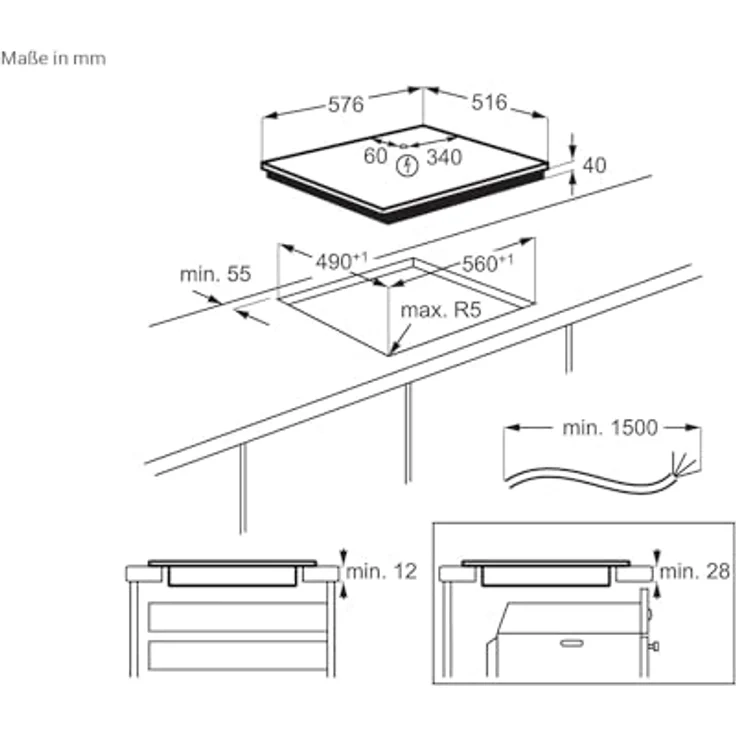 AEG Elektro-Kochfeld HRB64470XB, Glaskeramik Induktionskochfeld, autark, Touch-Control, schwarz – Bild 6