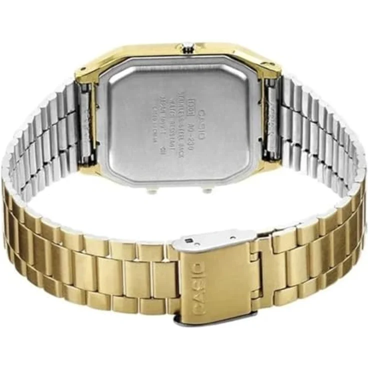 CASIO Unisex Armbanduhr Analog-Digital Quarz Edelstahl AQ-230GA-9DMQYES, LED light, Edelstahlarmband, Wasserdicht bis 10 bar, Zweite Zeitzone, Gold – Bild 2