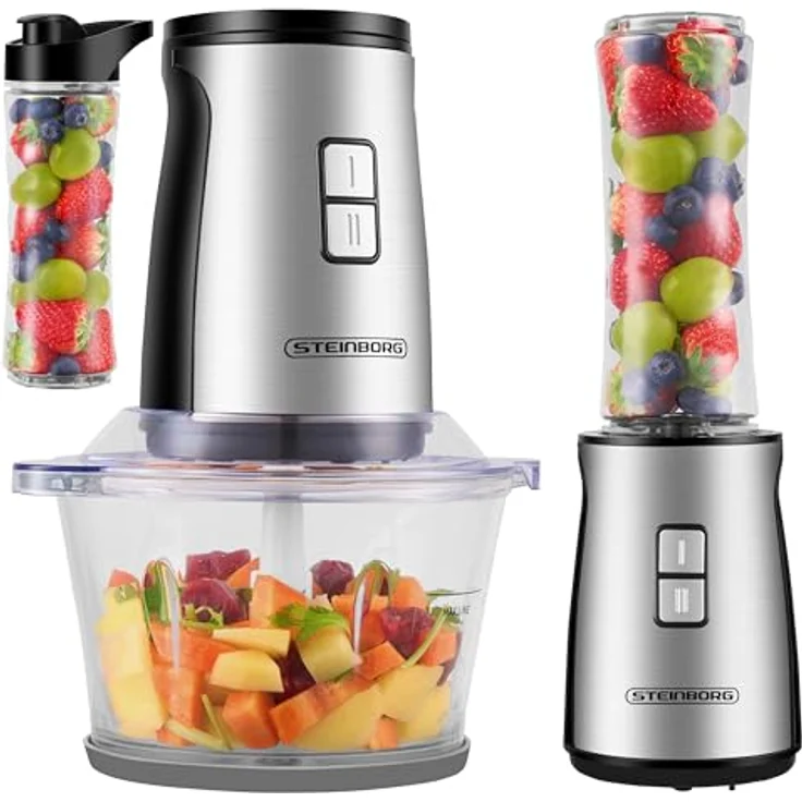 STEINBORG Standmixer SB-2650, 500 W, 1,8 Liter Glasbehälter, 600 ml To Go Becher, 4-Fach Edelstahlklingen, schwarz – Bild 1
