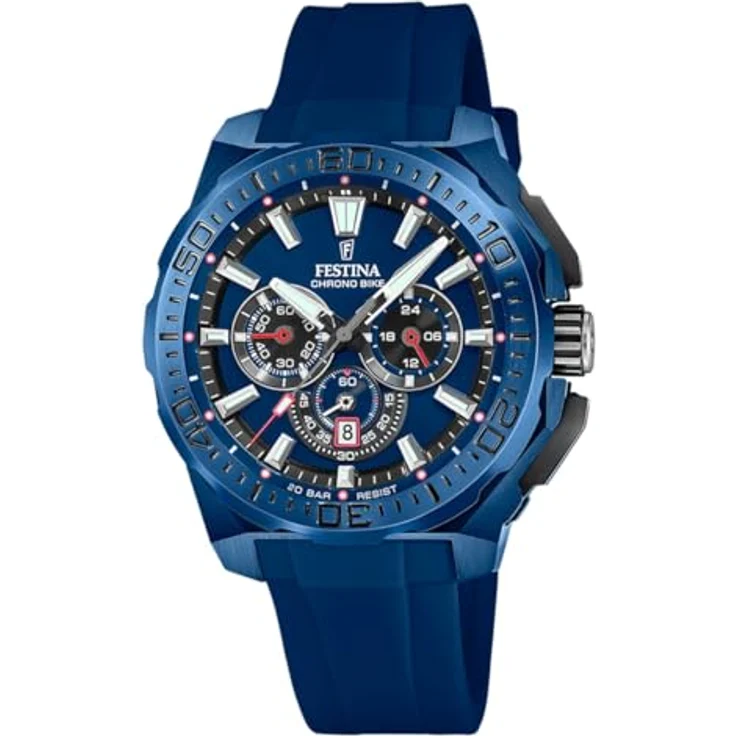 Festina Herrenuhr Chronograph Special Edition, Edelstahl Blau mit Stoppuhr und Kalender, F20729/1 – Bild 2