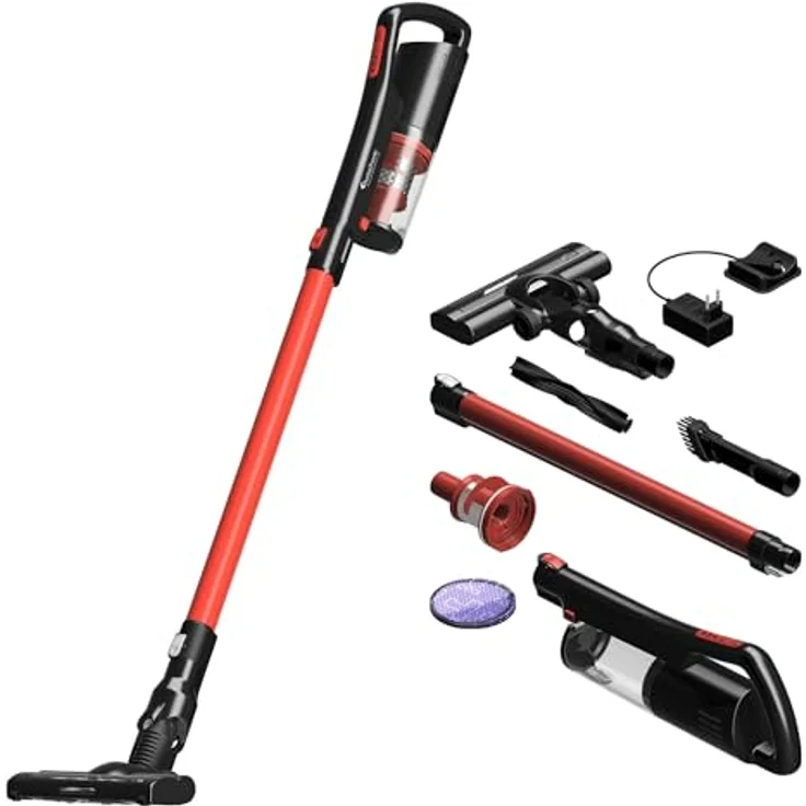TurboTronic TT-LV8, Akku-Hand- und Stielstaubsauger mit LASER-LED, 120W, 11 kPa, kabellos, leise < 80 dB, für Teppich & Hartboden – Bild 1