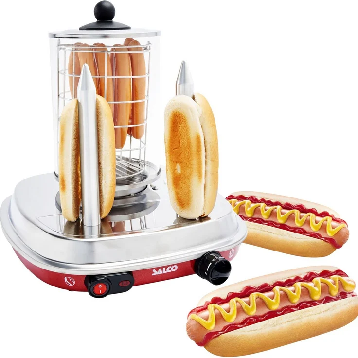 SALCO Hotdog-Maker SHO-6, 450 W, Metallgehäuse mit Heizspießen für 2 Brötchen