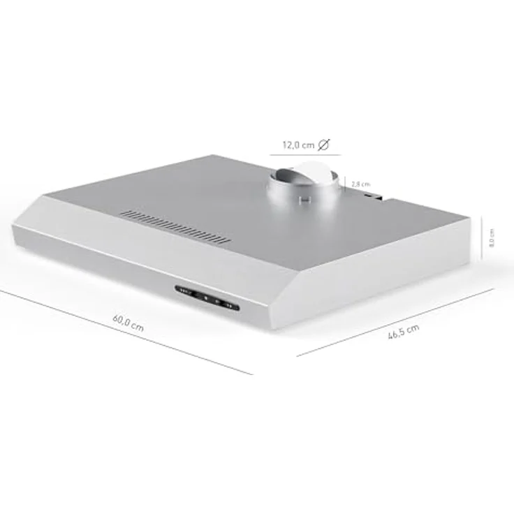 HEINRICHS Dunstabzugshaube 60cm Unterbauhaube, 212m³/h Saugkraft, Edelstahl, mit LED Beleuchtung, 3 Geschwindigkeitsstufen, inkl. Kohlefilter, 87W Leistung – Bild 2